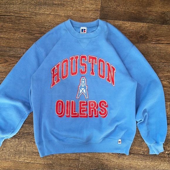Russell Athletic Other - Vintage 90s Houston Oilers NFL Big Graphic Print Crewneck Sweatshirt Made In USA